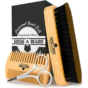 Beard Brush, Comb, Scissors Grooming Kit